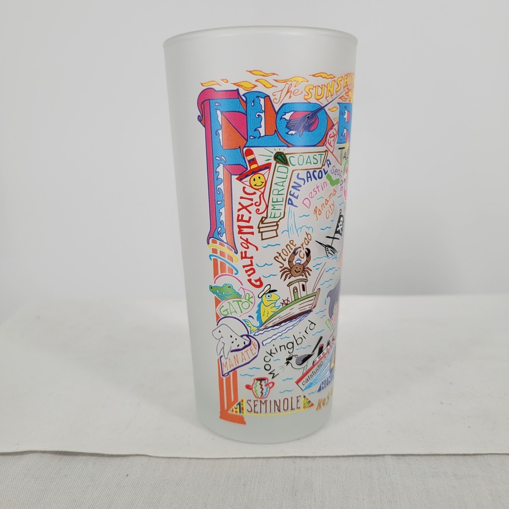Catstudio Georgia & Florida Frosted Drinking Glasses 15oz Geography Collection - Picture 8 of 11